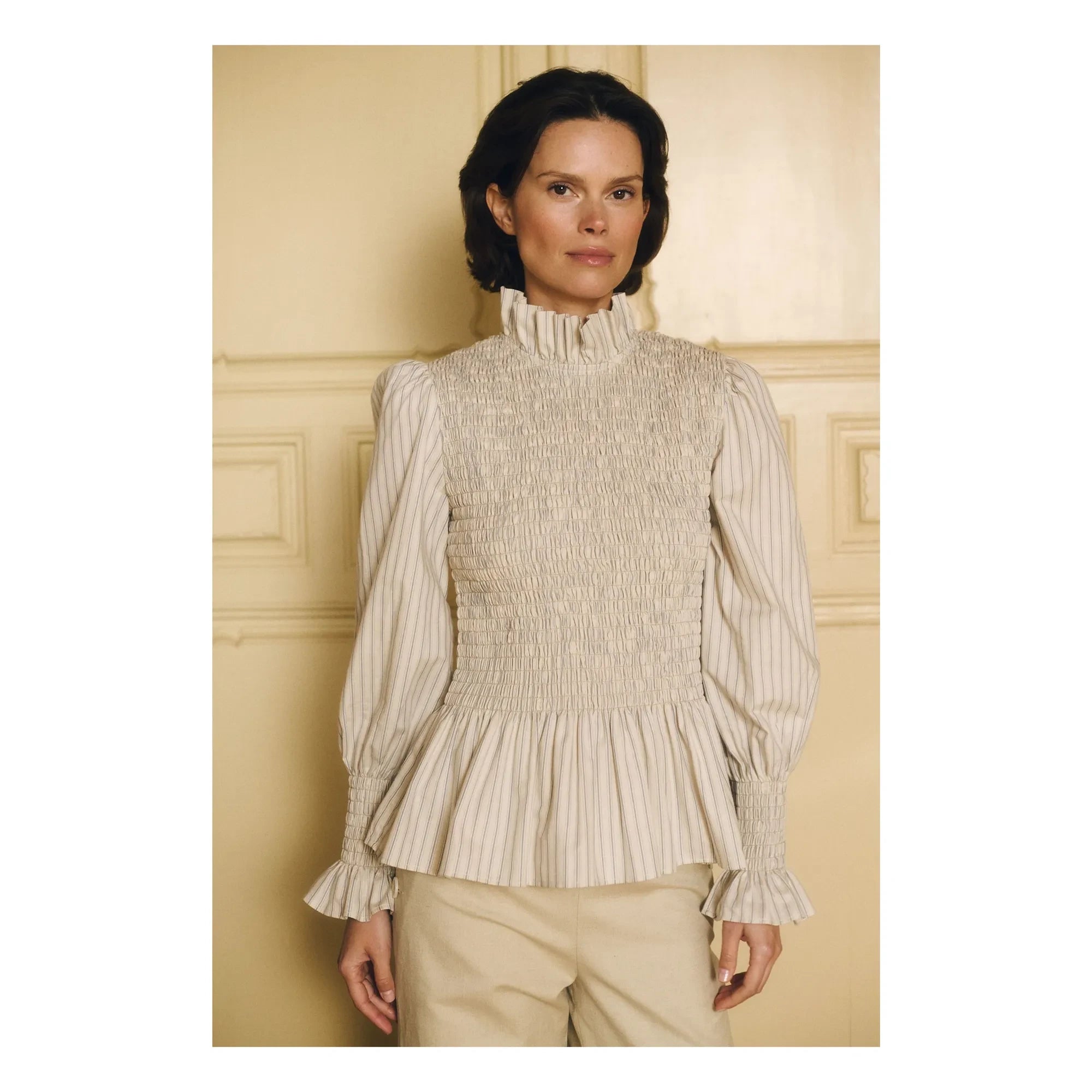 Maria de la Orden - Blusa de rayas Aleria de algodón | Azul claro