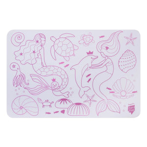 Superpetit - Mini mantel individual de silicona reversible para colorear, con 4 rotuladores - Sirena