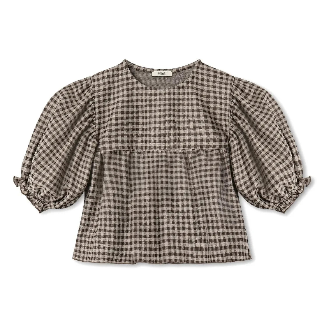 Fliink - Blusa de Algodón Orgánico a Cuadros Ella | Marrón