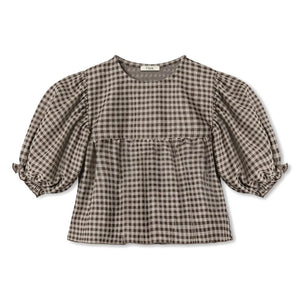 Fliink - Blusa de Algodón Orgánico a Cuadros Ella | Marrón