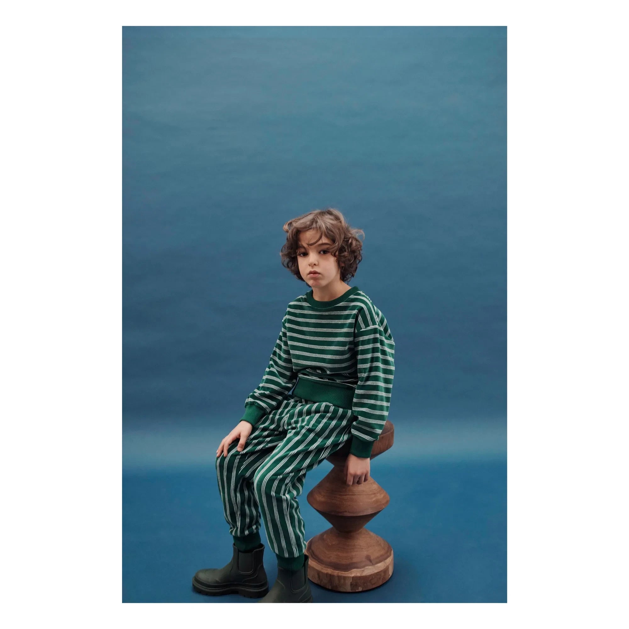 Emile et Ida - Sudadera a rayas de algodón orgánico | Verde