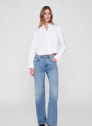 Anine Bing - Scott Camisa Cortada de Algodón | Blanca