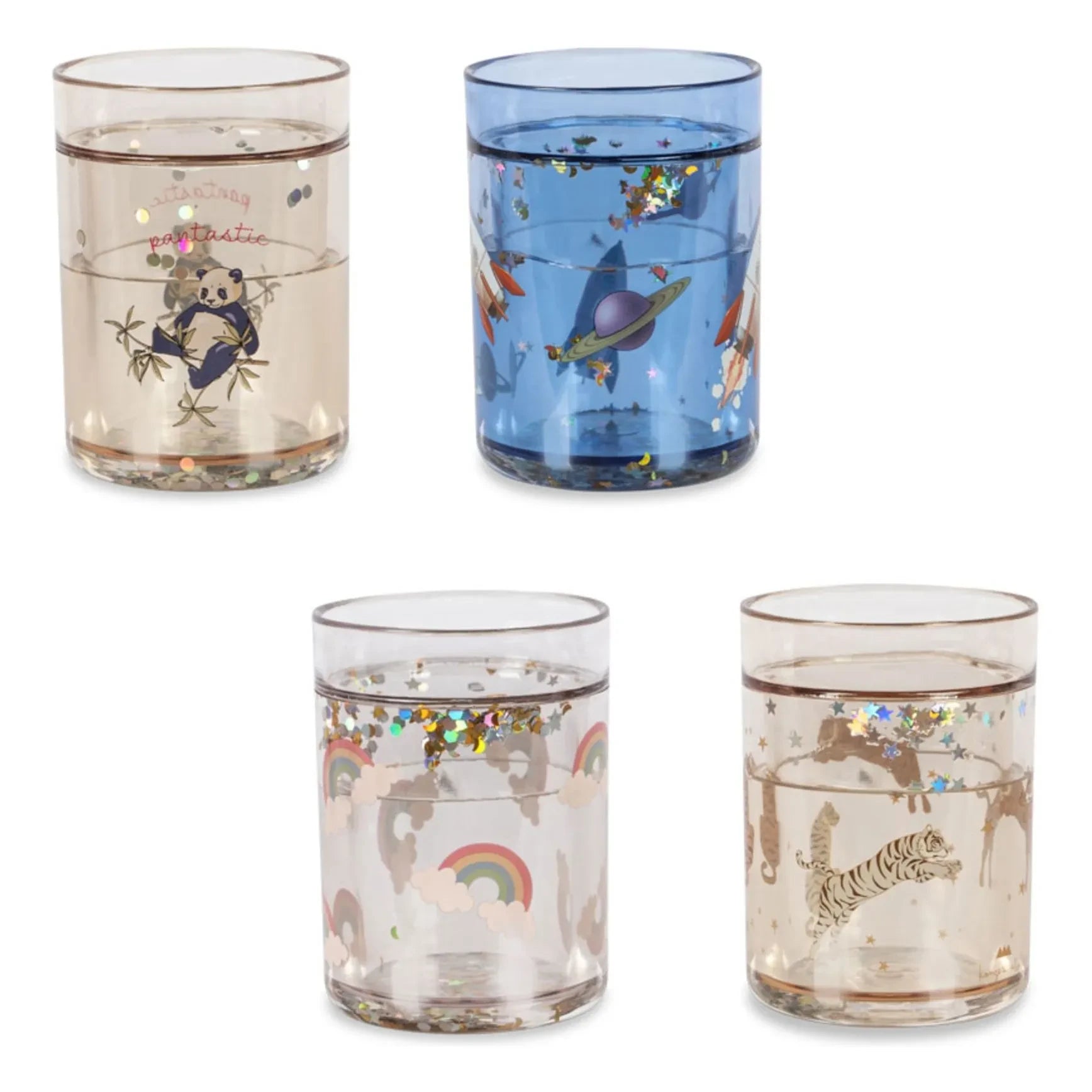 Konges Sløjd - Vasos con purpurina - Set de 4 | Azul