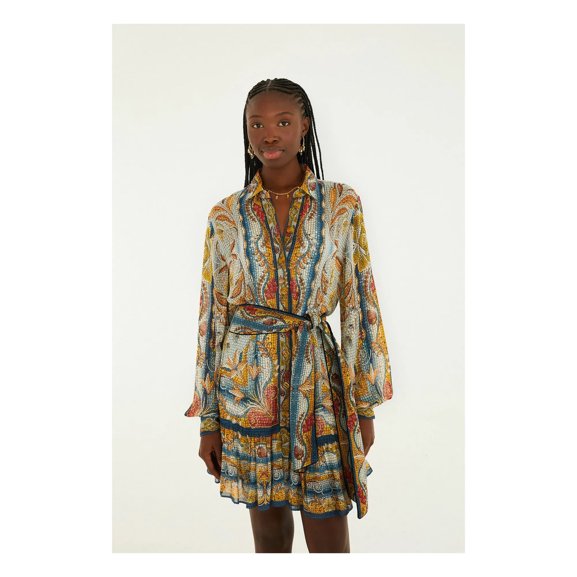 Farm Rio - Vestido Mosaic Garden | Azul