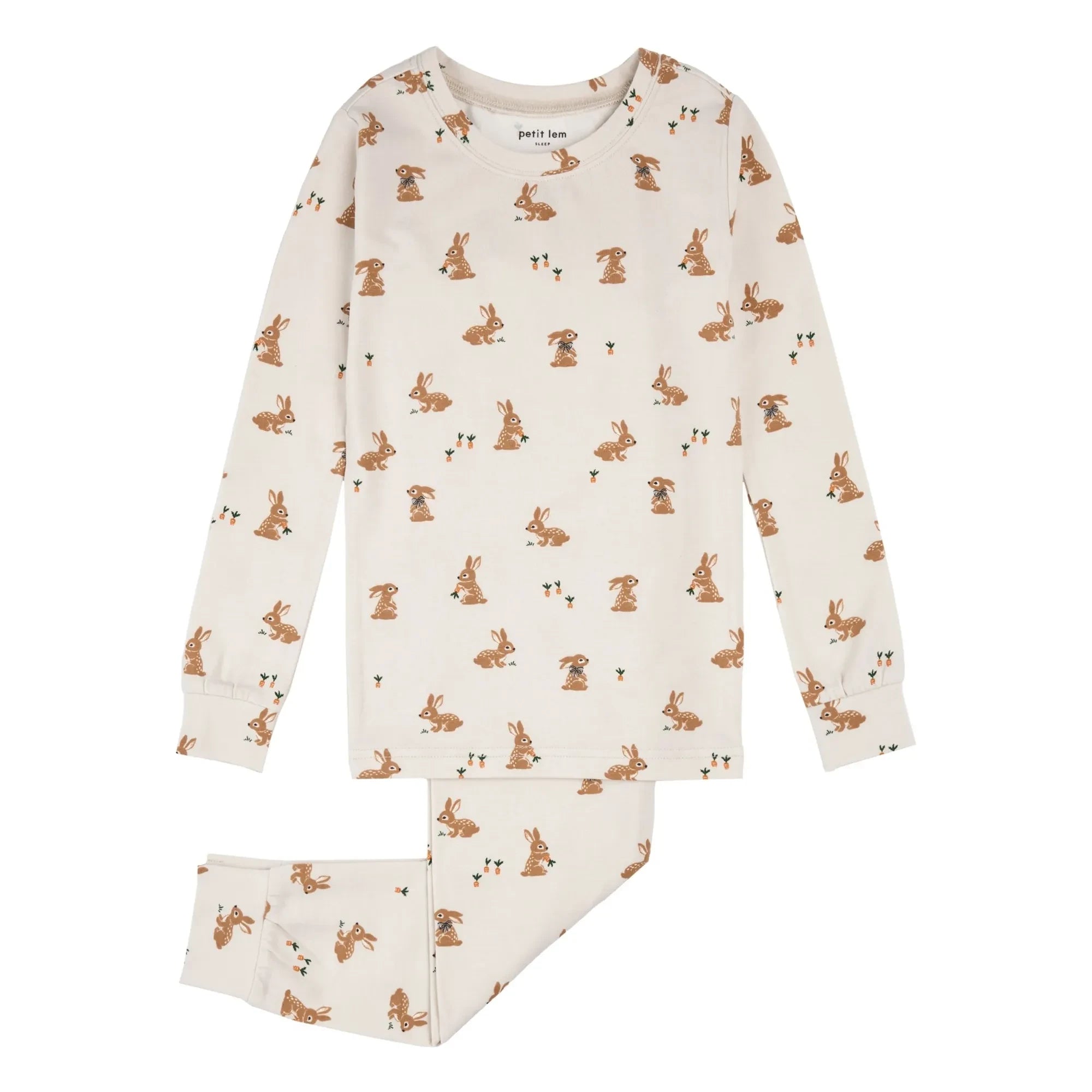 Petit Lem - Pijama de conejo de algodón orgánico y modal | Beige