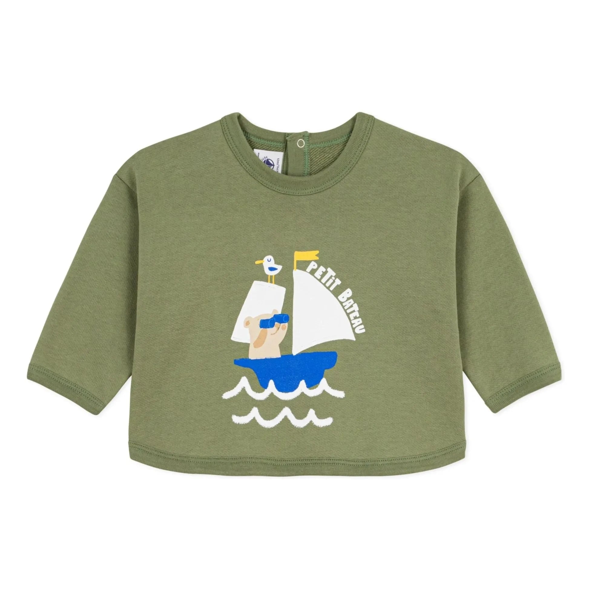 Petit Bateau - Sudadera de oso de algodón orgánico | Caqui