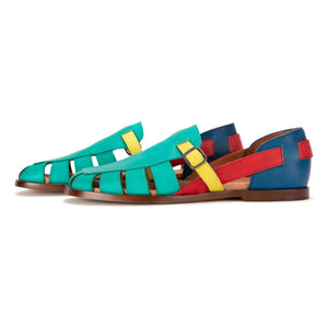 Bobo Choses - Sandalias de cuero con bloques de color | Verde