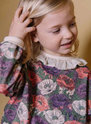 Studio Bohème - Sudadera de Algodón Orgánico con Estampado de Flores Juno | Morado