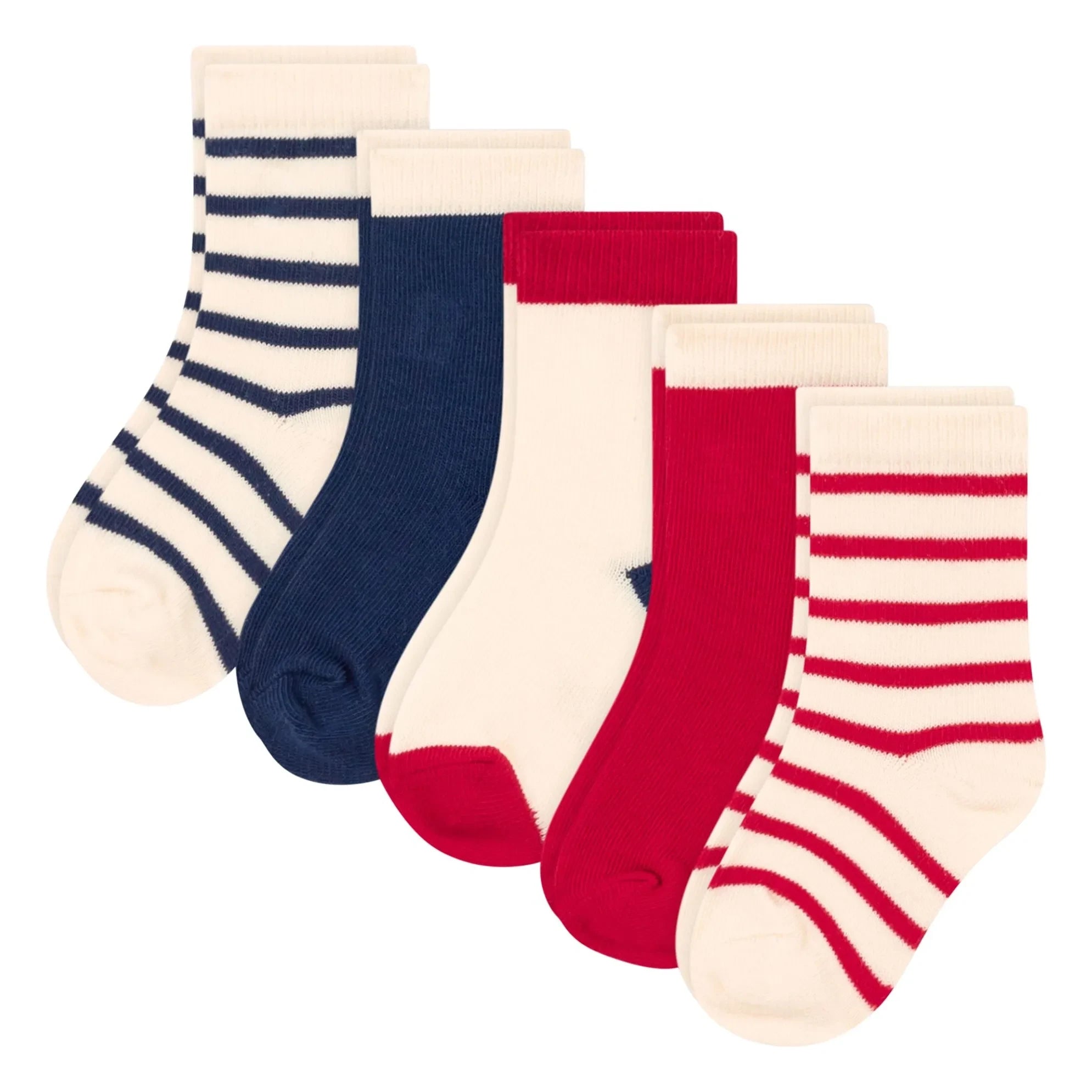 Petit Bateau - 5 pares de calcetines a rayas | Rojo