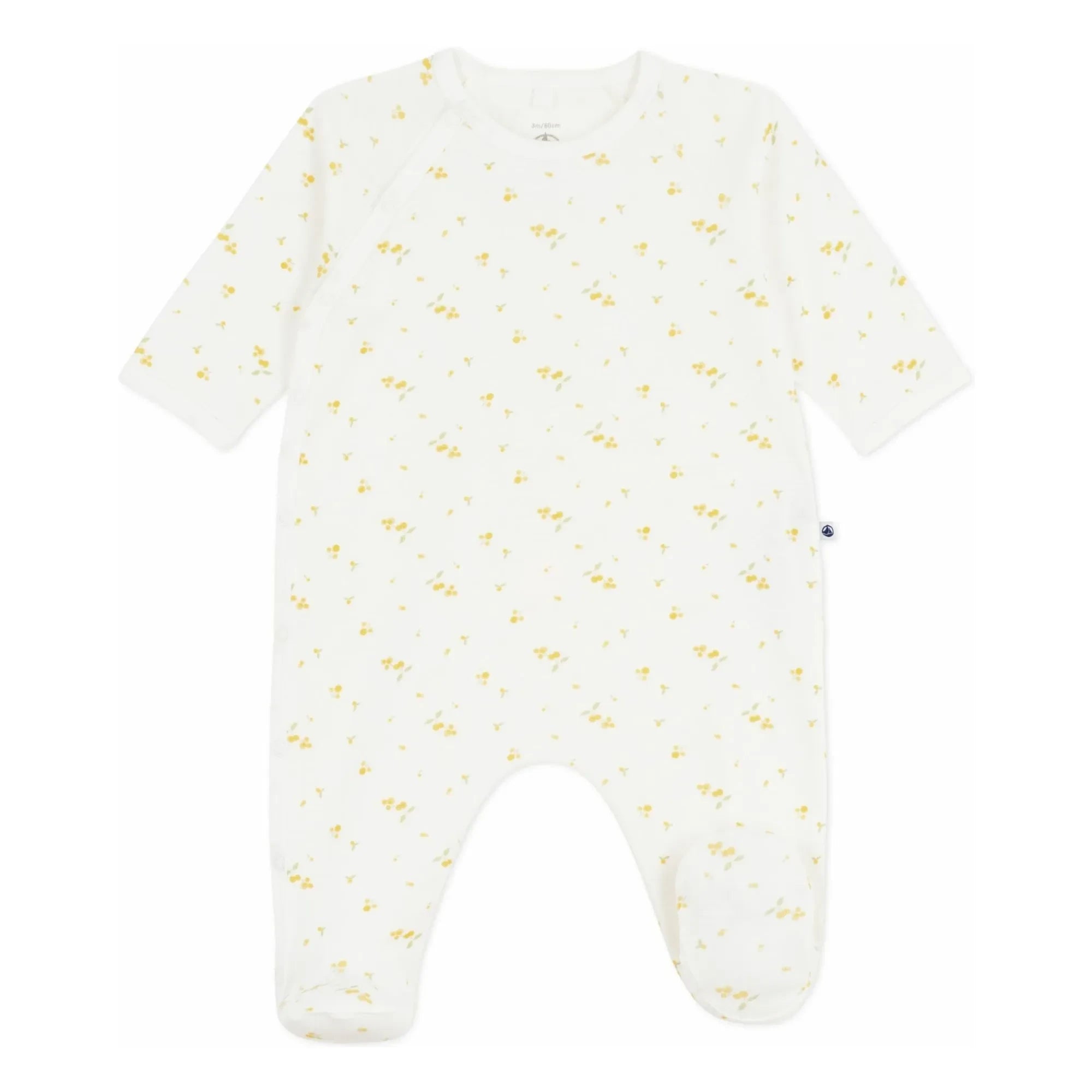 Petit Bateau - Pijama de algodón orgánico con estampado floral y botones a presión | Blanco