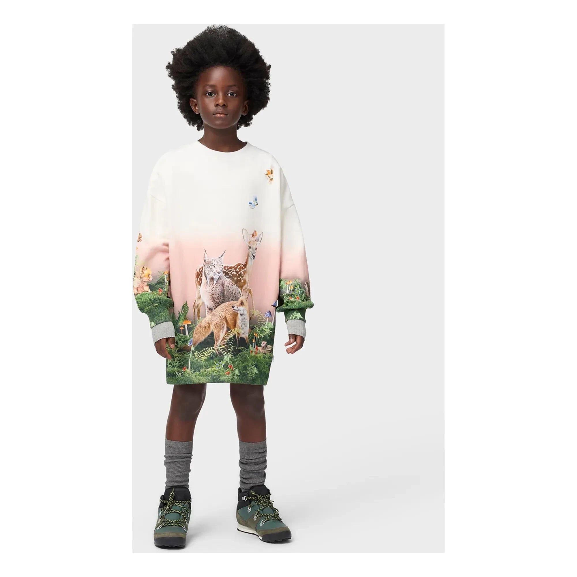 Molo - Cyrella Vestido de algodón orgánico con animales | Blanco