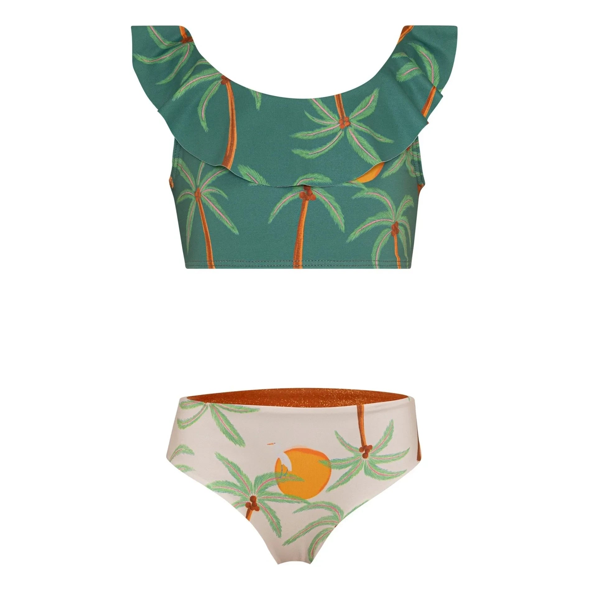 Pepita & Me - Ilana Palm Traje de baño con volantes | Verde