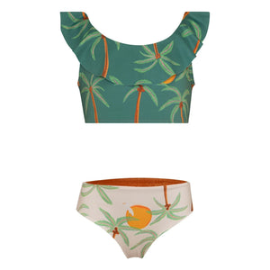 Pepita & Me - Ilana Palm Traje de baño con volantes | Verde