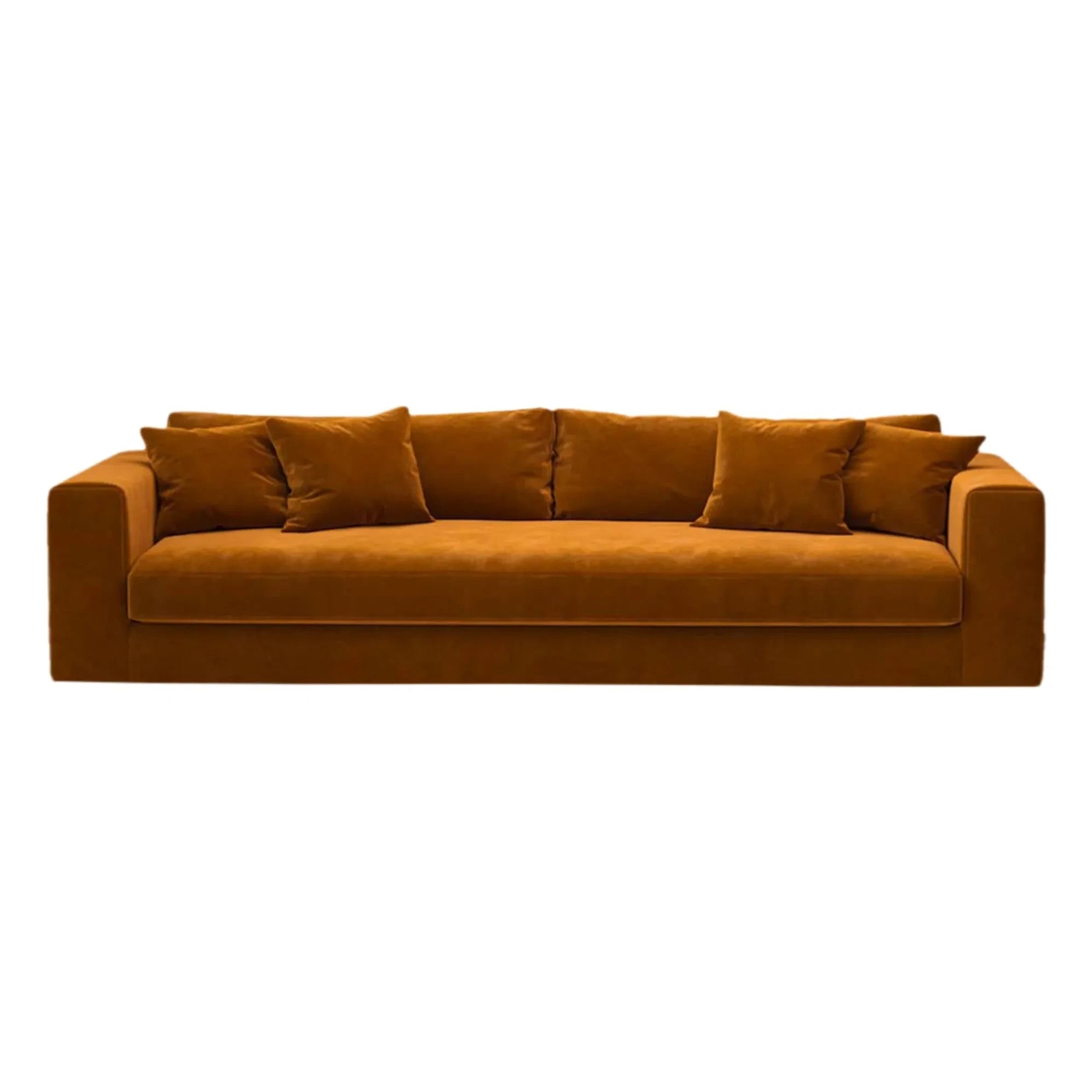 Sofá de terciopelo de 4 plazas Panac Edition - Bellechasse, ligero - 260 cm | Coñac