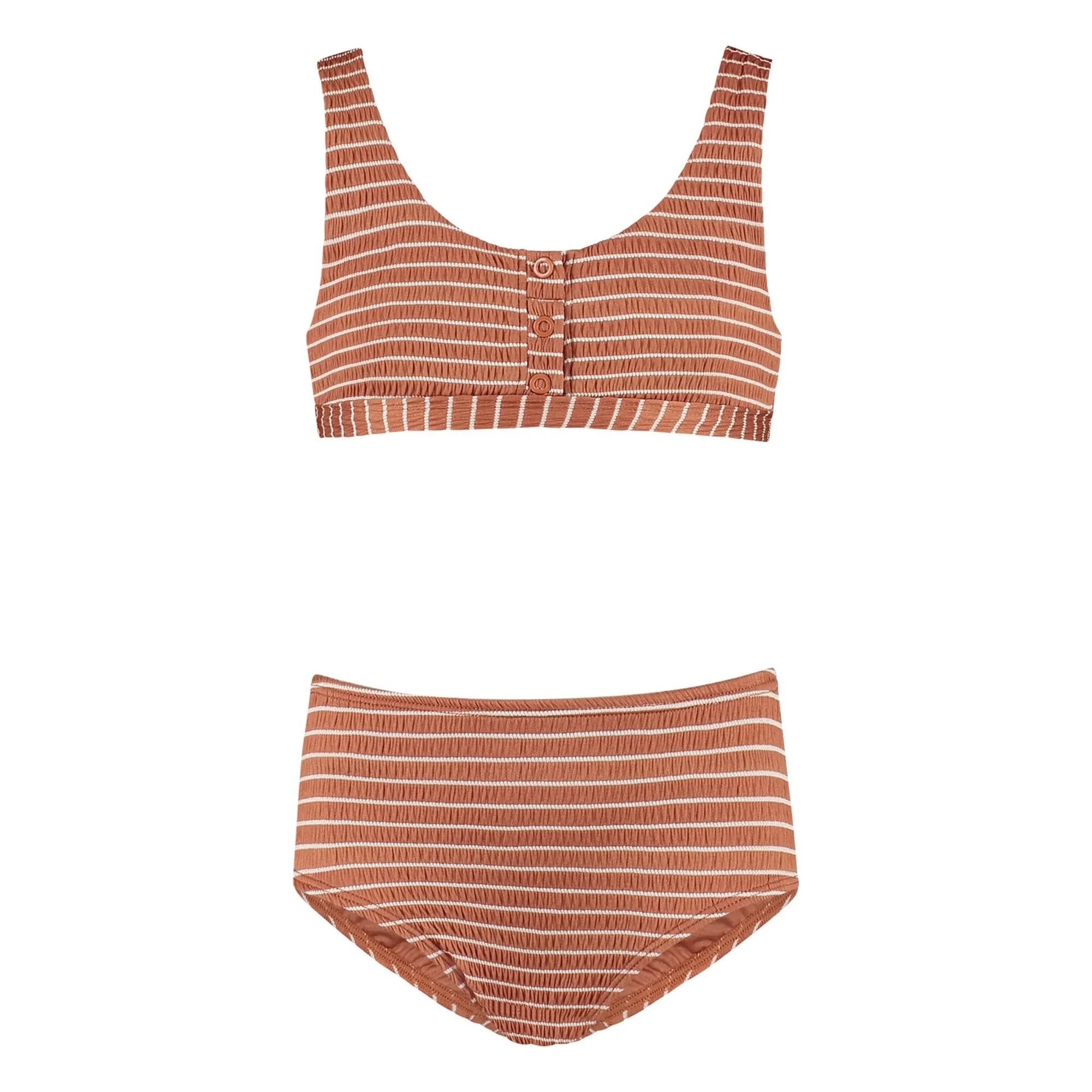 Beachlife - Bañador de punto con botones de fibra reciclada | Caramelo