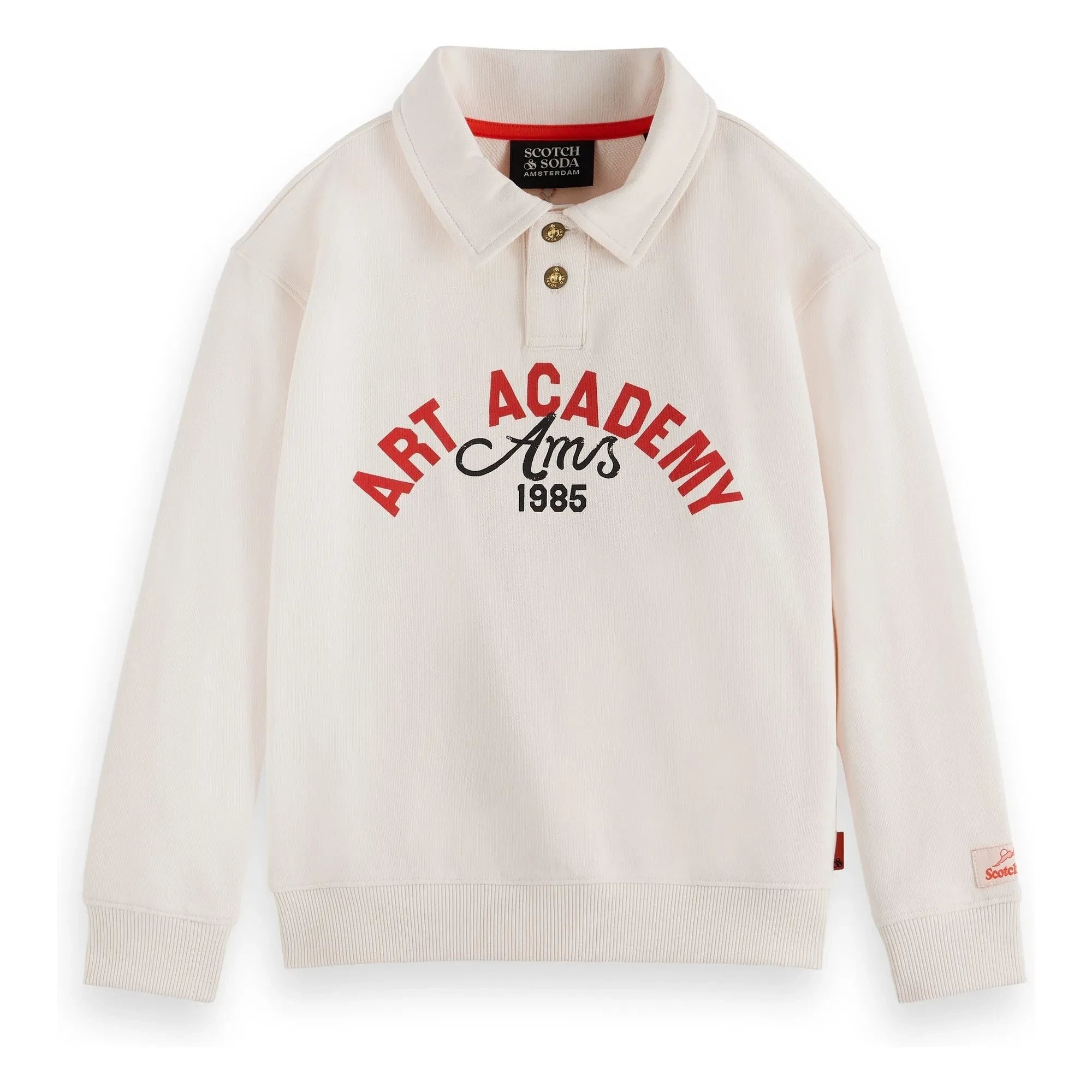 Scotch & Soda - Sudadera tipo polo de algodón orgánico Artwork | Marfil