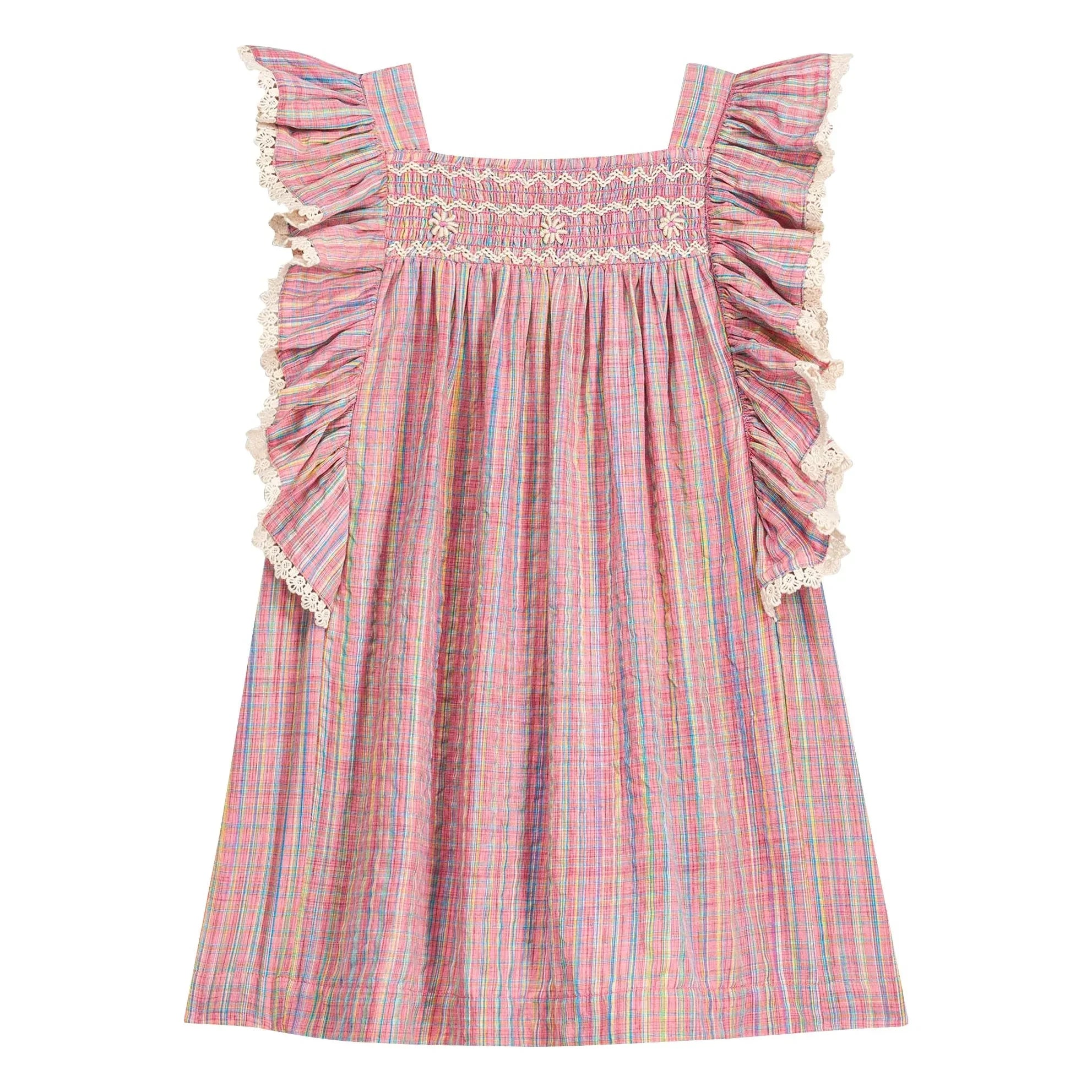 Louise Misha - Vestido Volantes Martine | Rosa Polvo