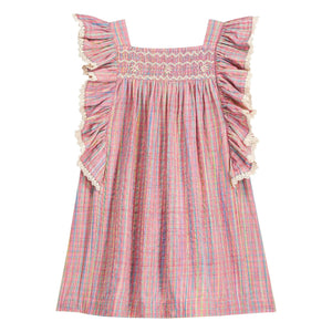 Louise Misha - Vestido Volantes Martine | Rosa Polvo