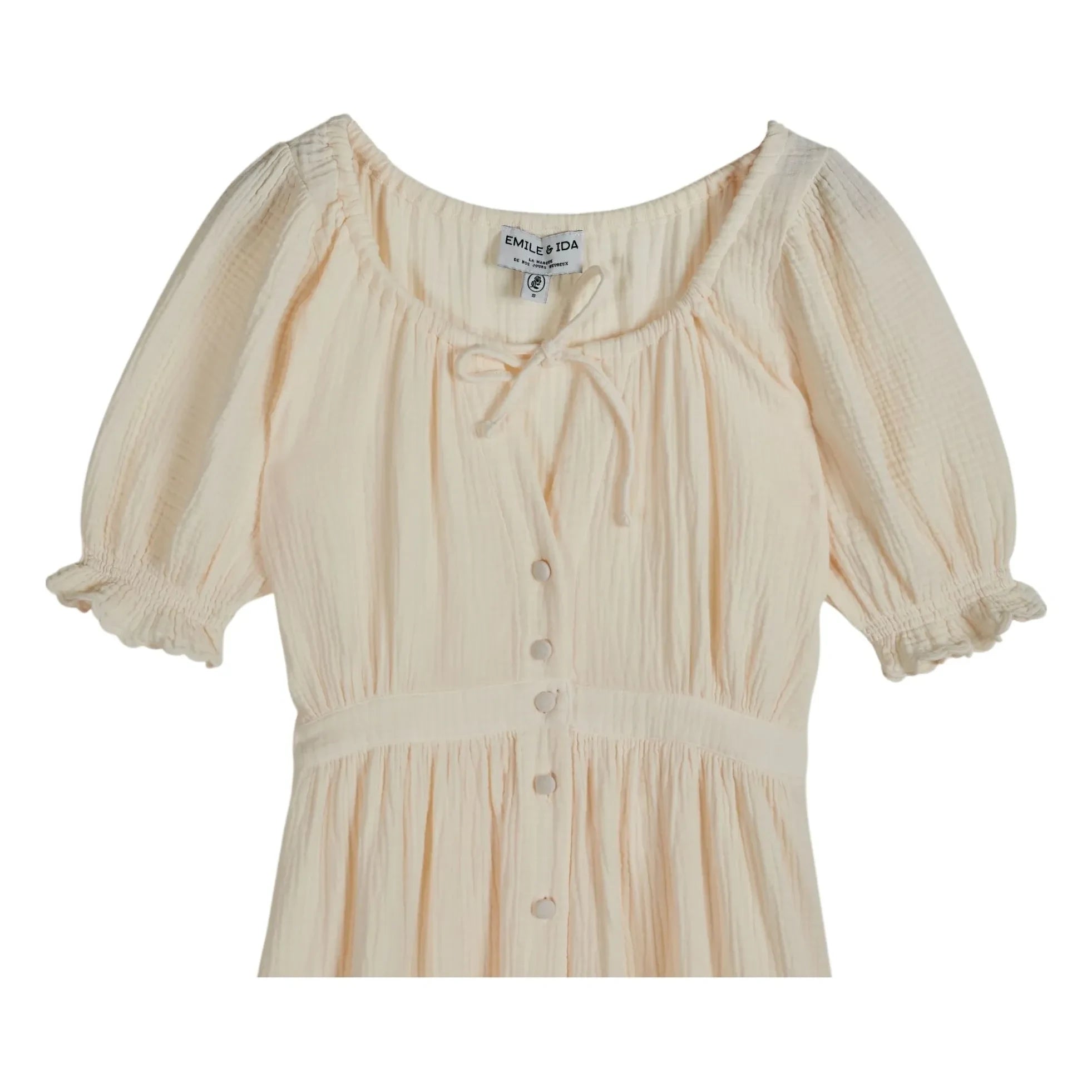 Emile et Ida - Vestido de gasa de algodón | Crema