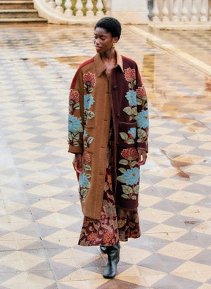 Farm Rio - Abrigo Delhi con estampado floral | Marrón