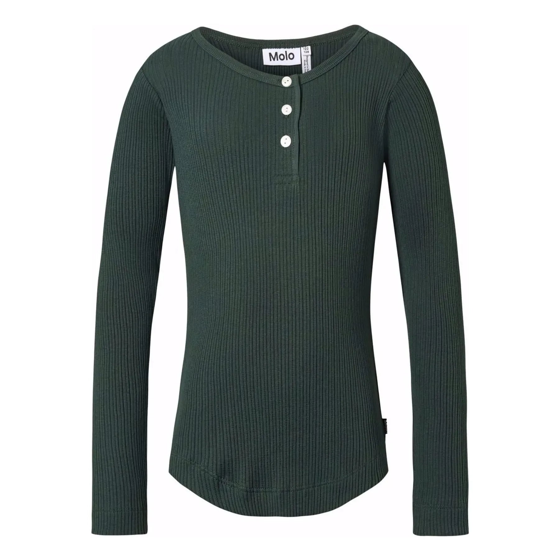 Molo - Camiseta de algodón orgánico de 3 botones | Verde cromo