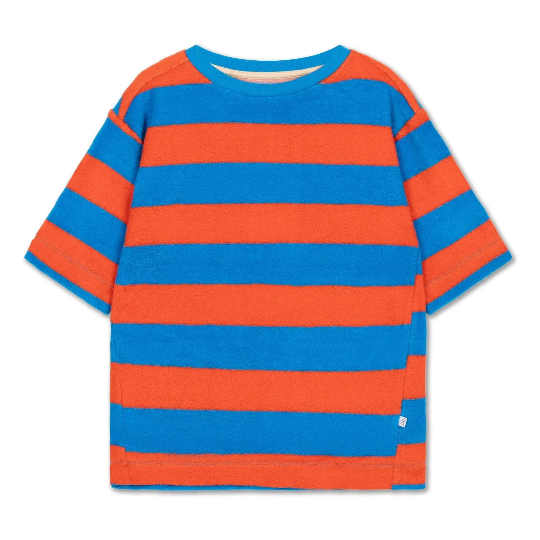 Repose AMS - Camiseta de toalla de algodón orgánico a rayas | Rojo
