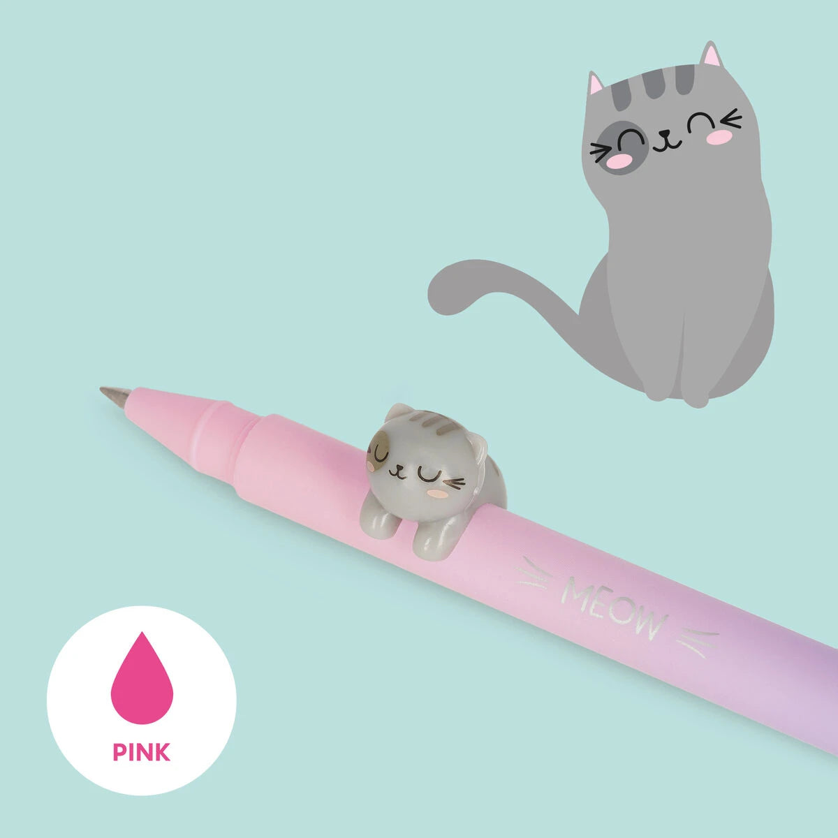 Legami - Adorno de animal Kitty con bolígrafo de gel "Be Curious" - Amigos adorables