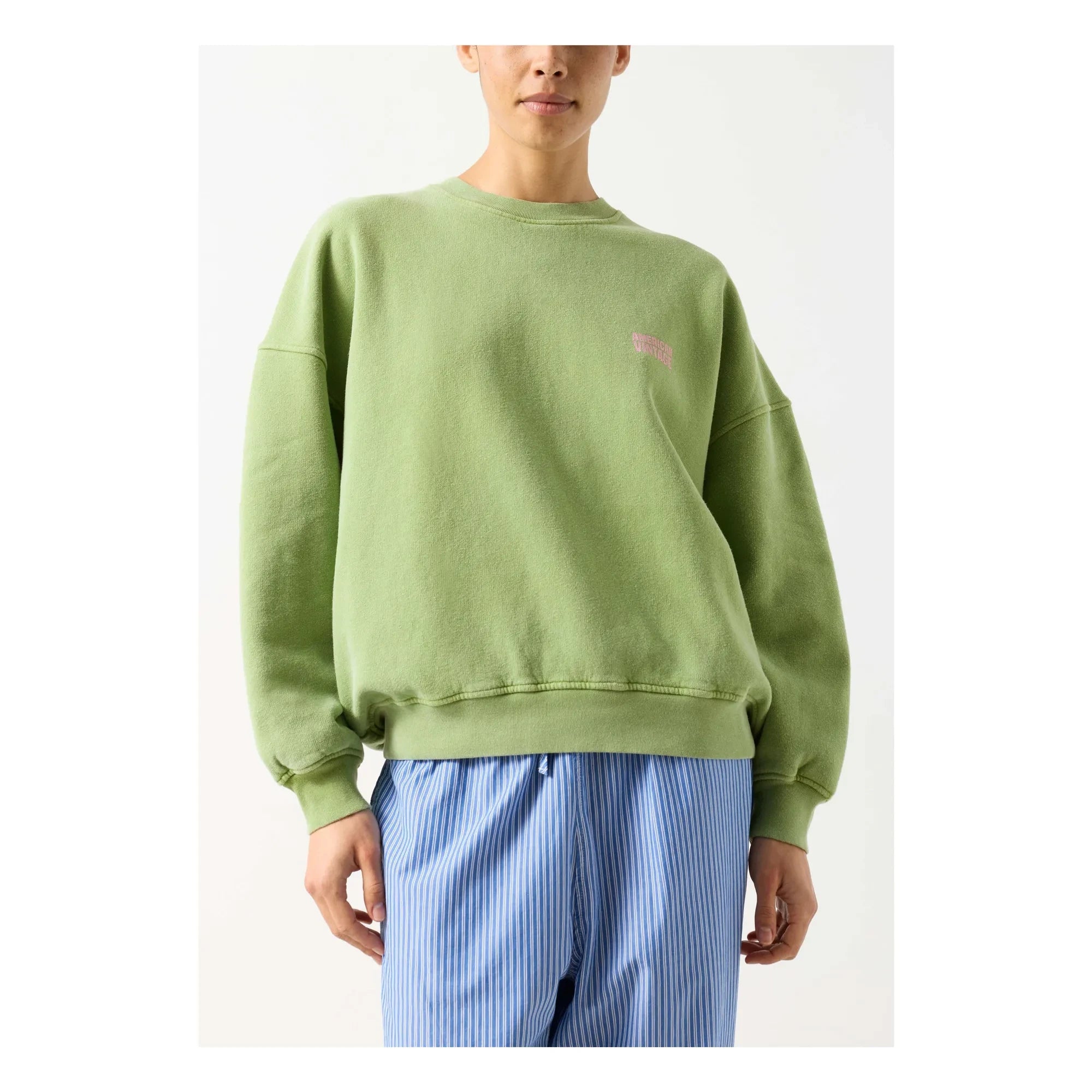 American Vintage - Sudadera Plizzy de algodón | Verde pálido