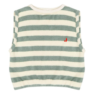 Jenest - Camiseta sin mangas de algodón orgánico a rayas Home | Caqui