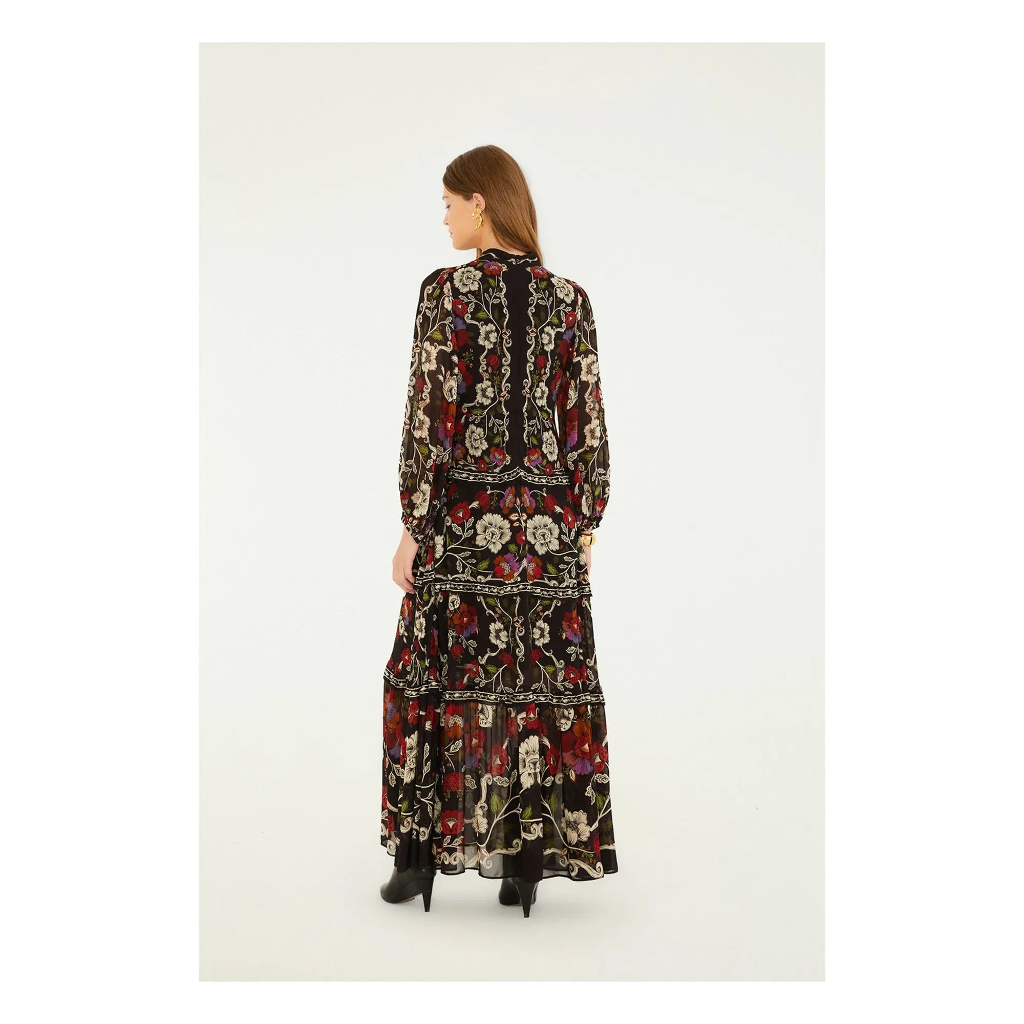 Farm Rio - Vestido Rococo Flowers | Negro