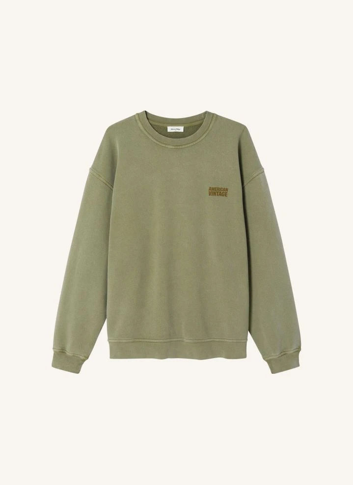 American Vintage - Sudadera Plizzy de cuello redondo | Caqui