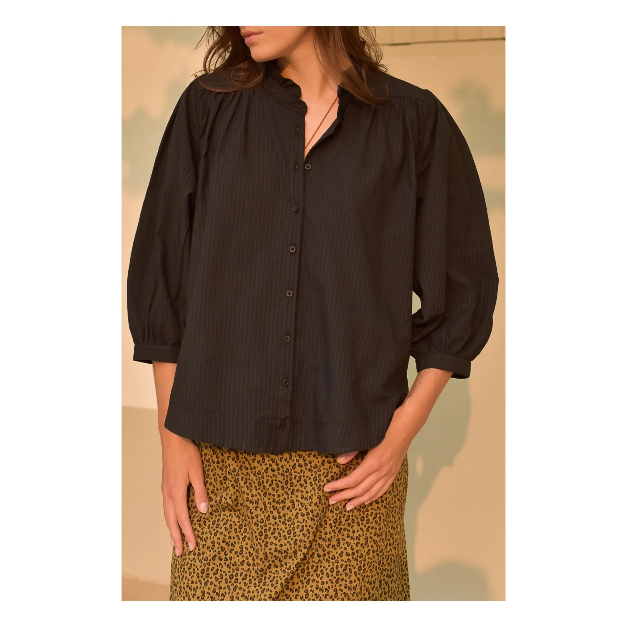Marlot Paris - Blusa Dahlia Seersucker - Colección Mujer | Negro
