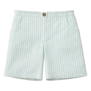 Lililotte - Arsène Pantalones Cortos de Bermuda de Algodón Orgánico a Rayas | Verde Menta