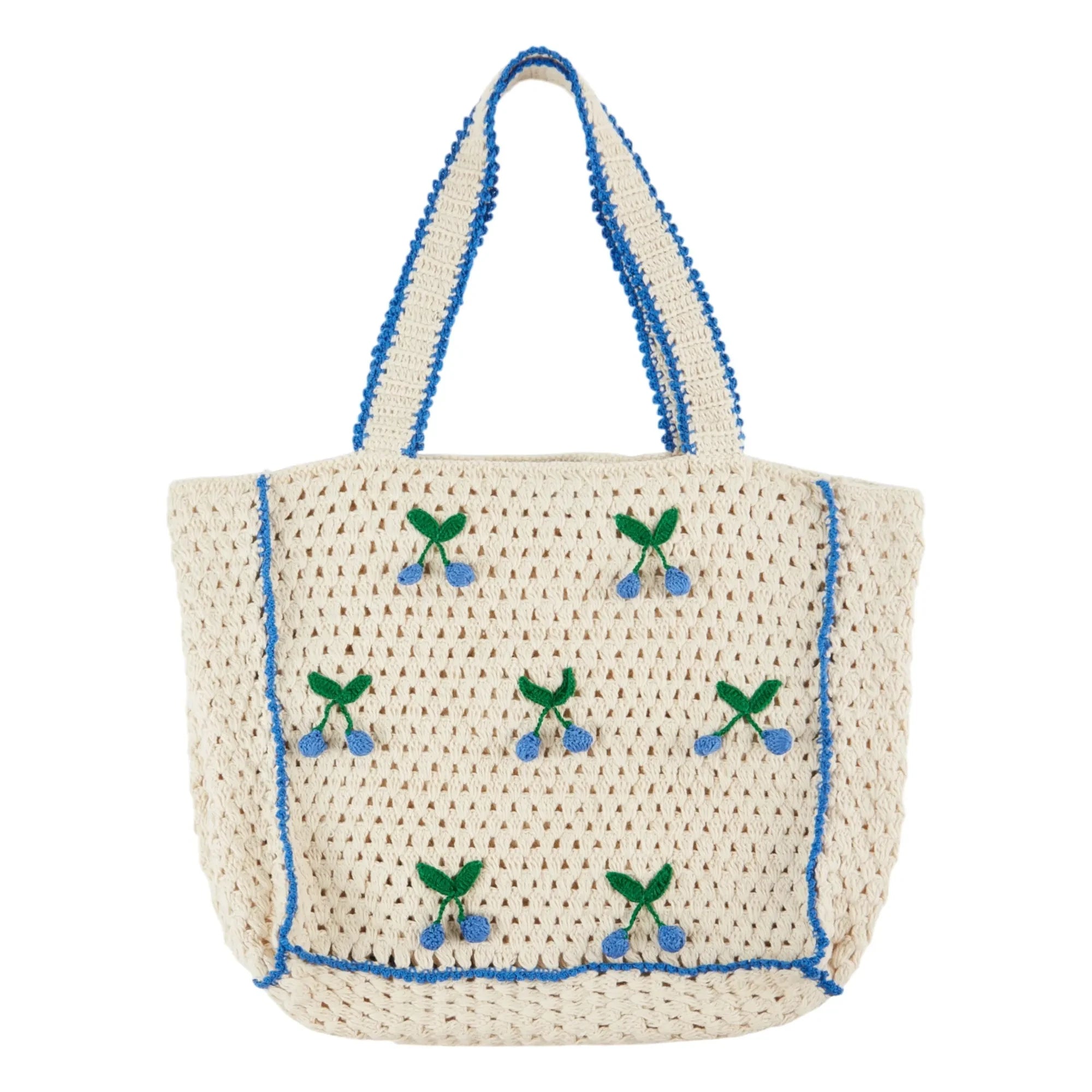 Emile et Ida - Bolso tote con cerezas de ganchillo | Crema