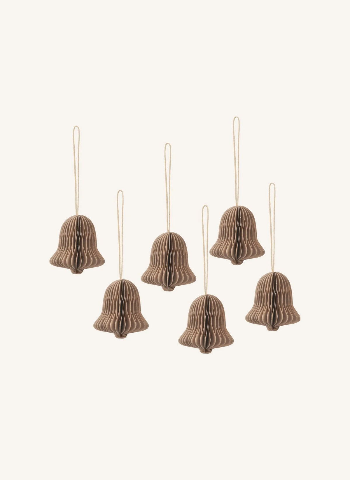 Broste Copenhagen - Adorno de papel en forma de campana - Set de 6 | Marrón