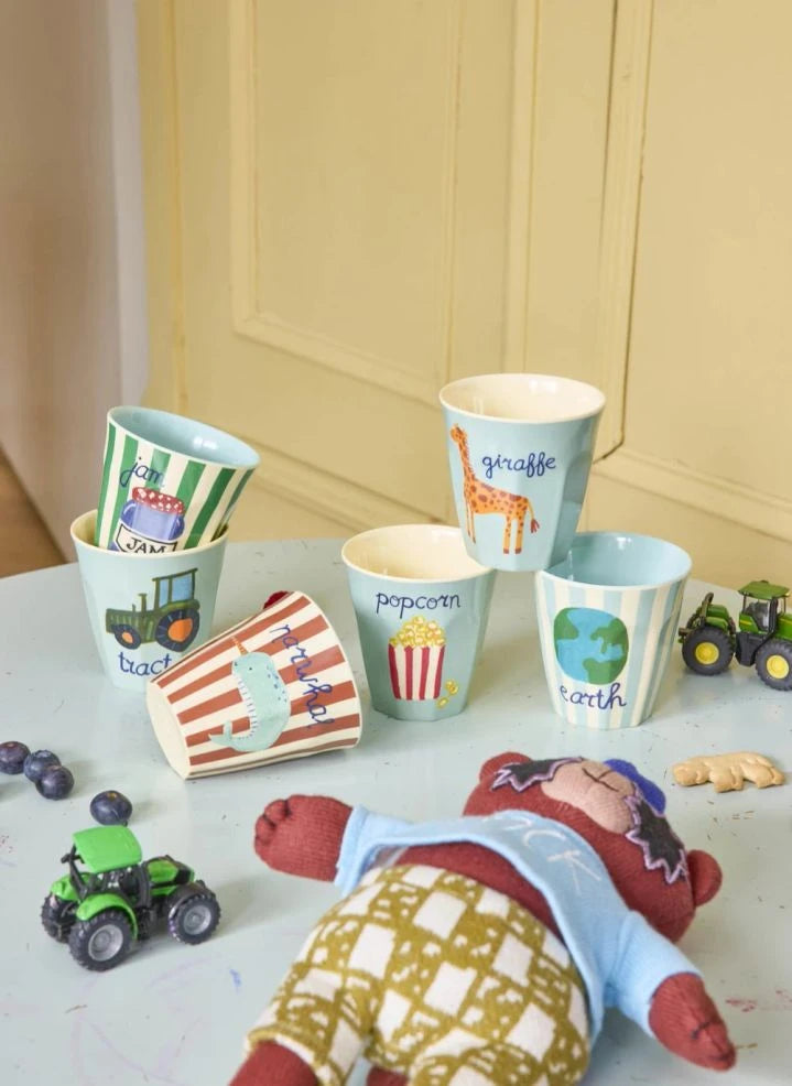 Arroz - ABC Vasos de Melamina - Set de 6 | Azul claro