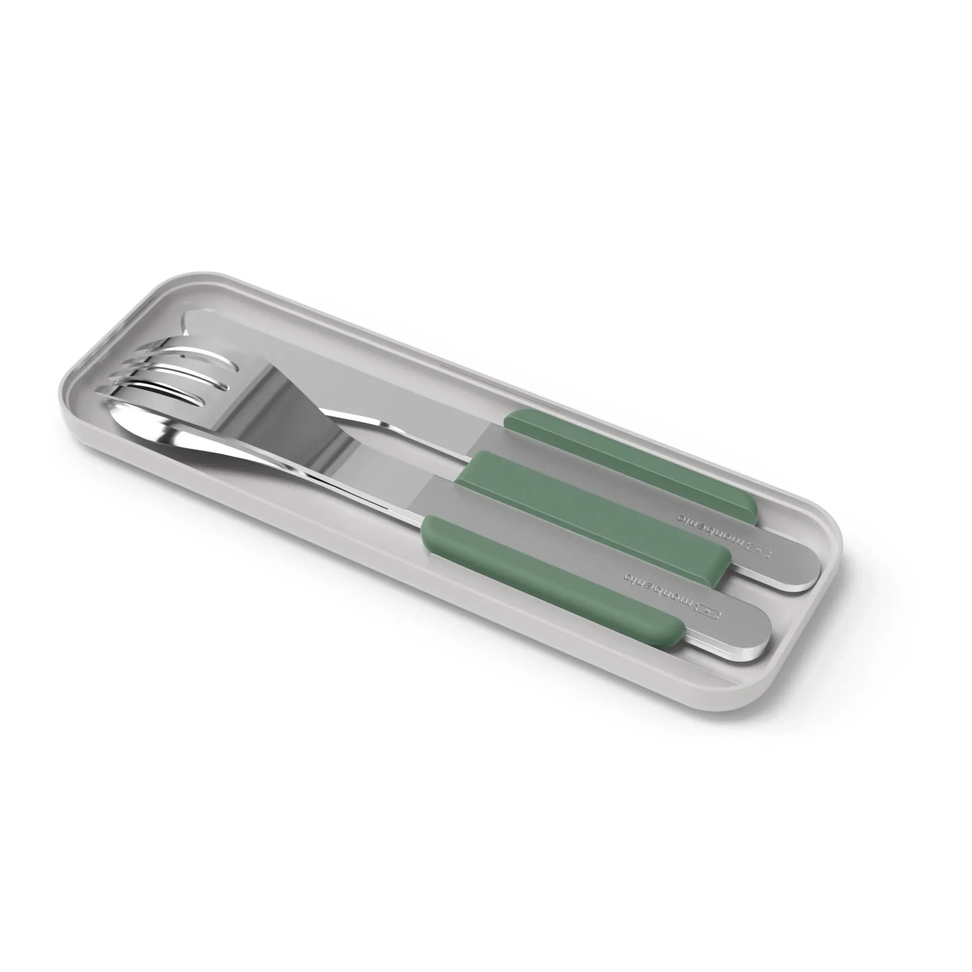 Monbento - MB Slim Box Cubertería Portátil de Acero Inoxidable | Verde