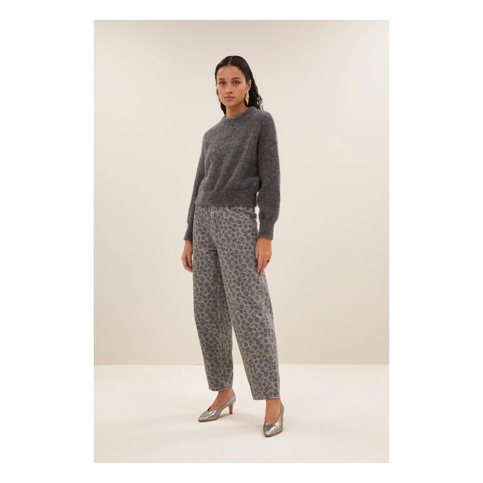 By Bar - Jersey de alpaca natural Sonny | Gris jaspeado oscuro