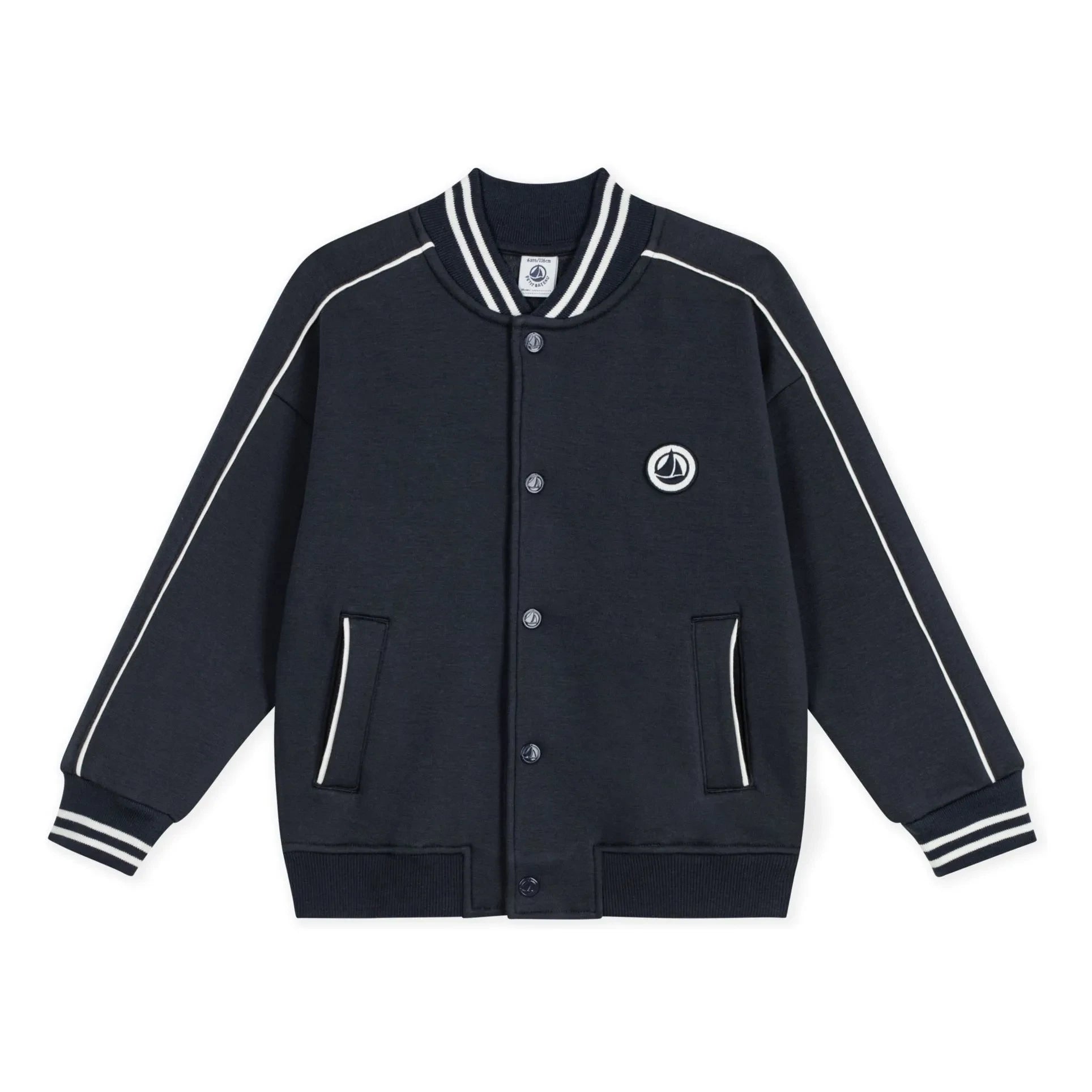 Petit Bateau - Düz Organik Pamuklu Teddy Ceket | Lacivert