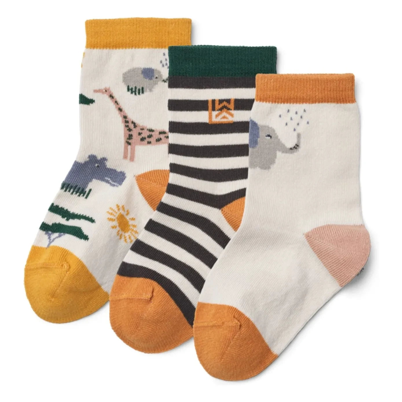 Liewood - Juego de 3 calcetines Safari | Albaricoque