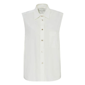 Forte Forte - Blusa sin mangas de popelín de algodón | Blanco