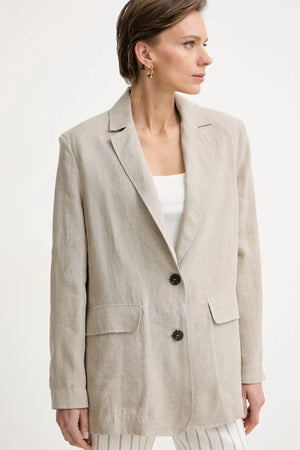 Max&Co. blazer de lino de un botón para mujer MCOSTAMPA