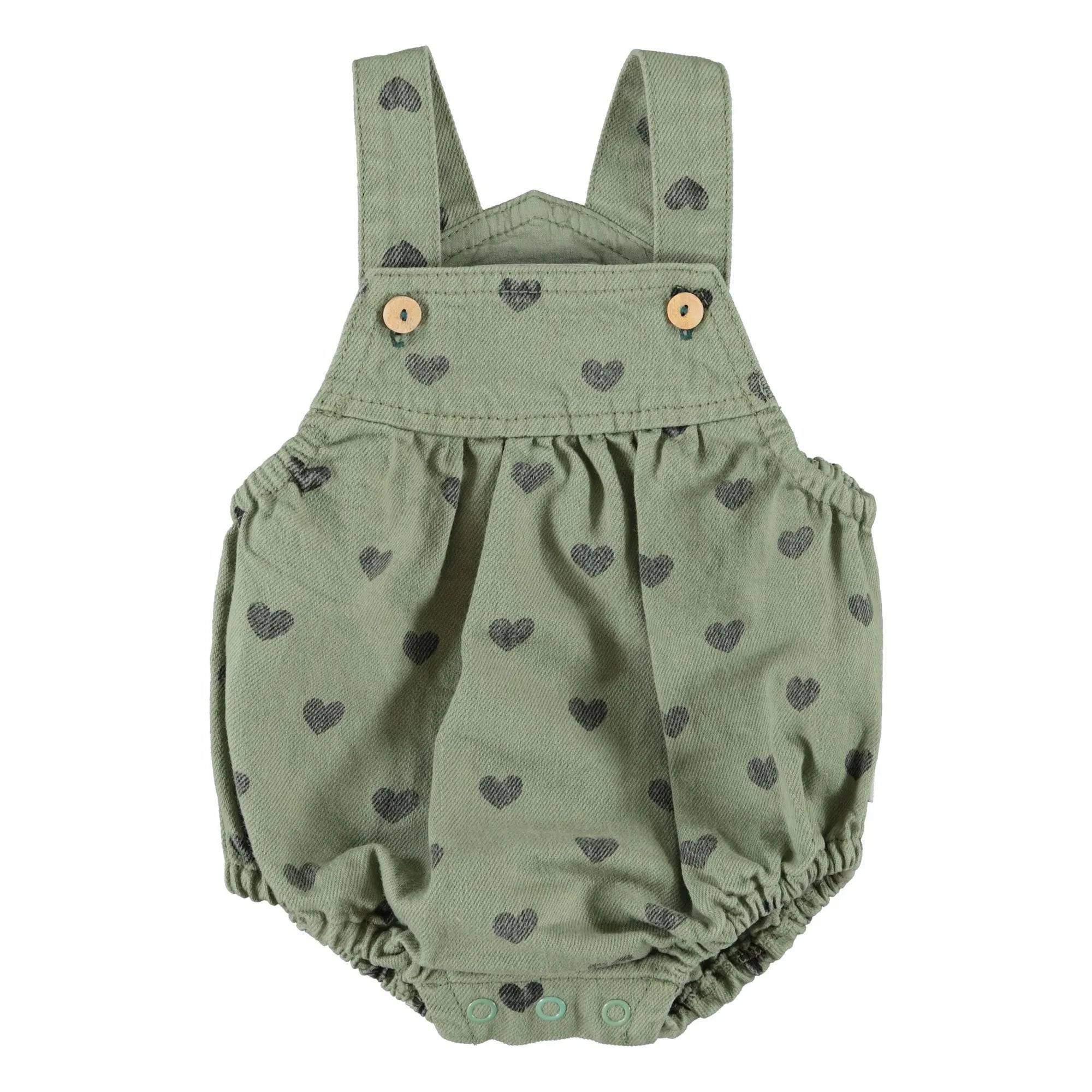 Piupiuchick - Pelele de Algodón Orgánico con Corazón | Verde