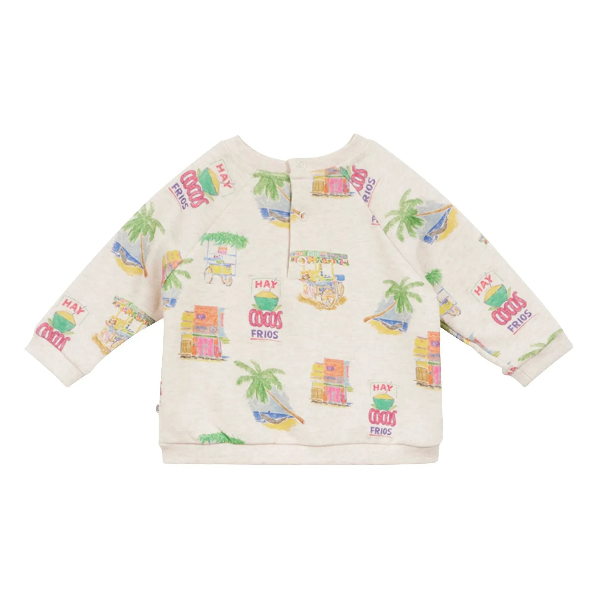 Arsène et Les Pipelettes - Sudadera Palm de algodón orgánico para bebé | Beige jaspeado