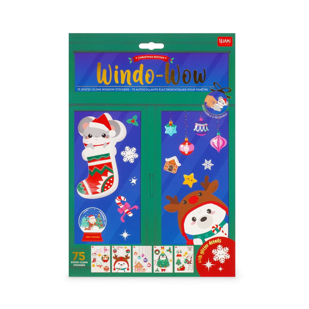 Legami - Conjunto de 75 pegatinas de ventana estáticas - Windo-Wow