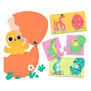 Djeco - Funny Eggs Puzzles de 2-3 piezas