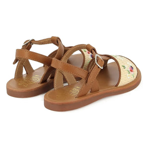 Pom d'Api - Sandalias Plagette Raphia Bordado | Crema
