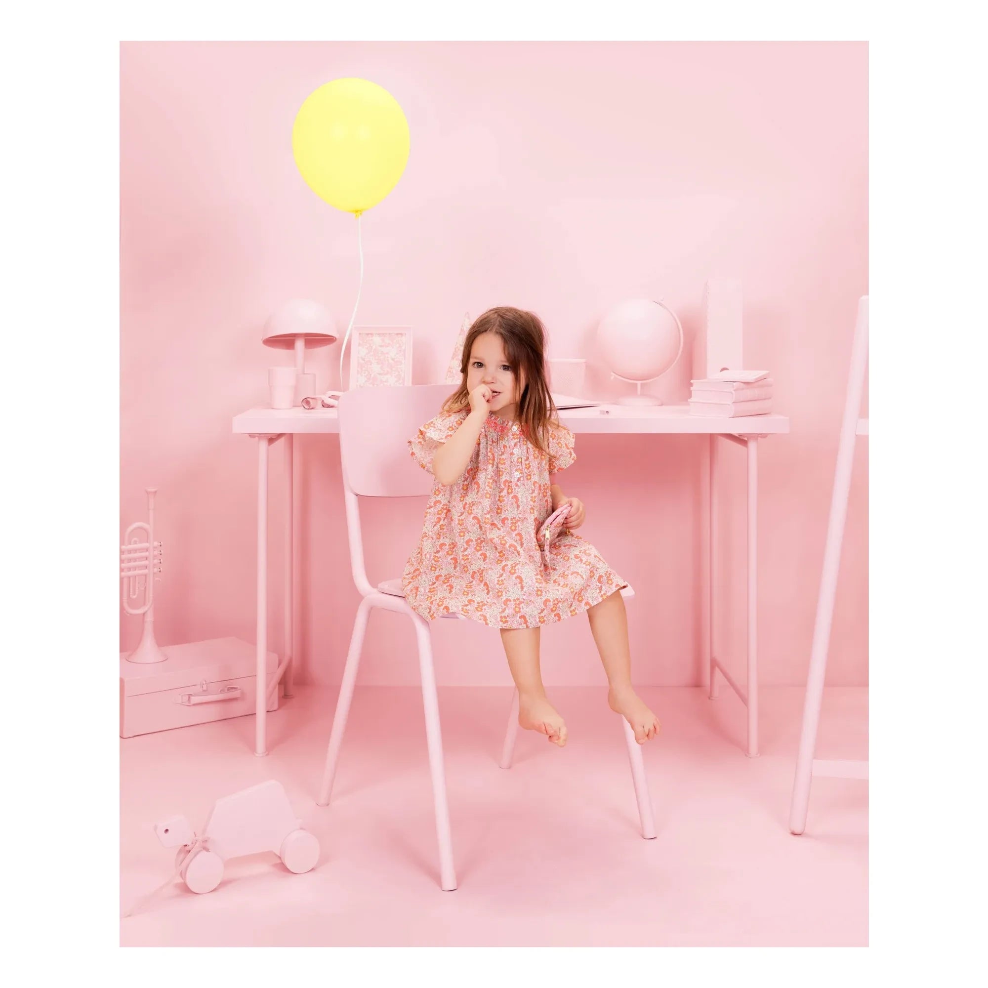 Bonton - Vestido fruncido de avellana floreada | Rosa