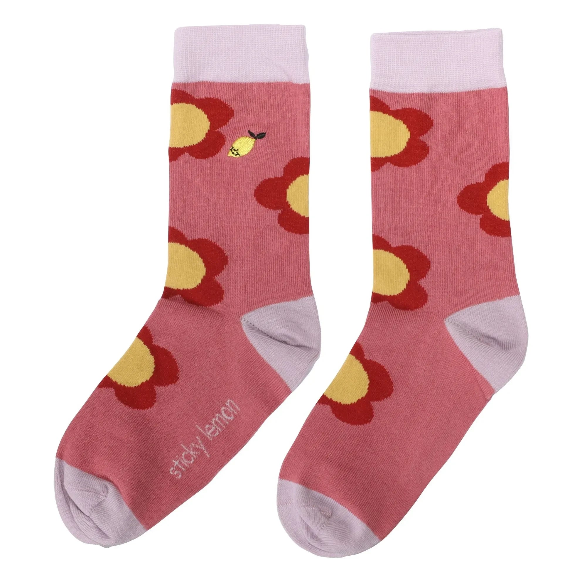 Sticky Lemon - Calcetines de flores | Rosa empolvado
