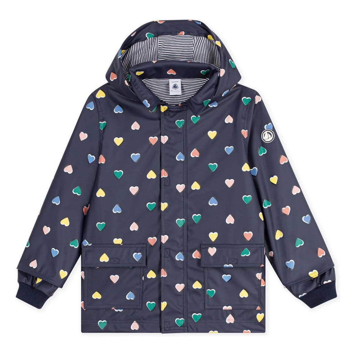 Petit Bateau - Chaqueta impermeable Corazones icónicos | Azul marino